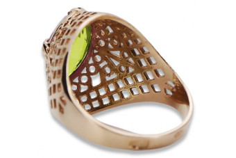 Inel original din aur roz de 14k, Peridot galben vrc030