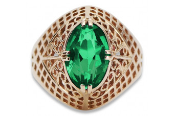 Emerald Delight: Original Vintage 14K Rose Gold Ring vrc030 vrc030