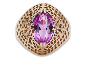 Original Vintage Amethyst Accentuated 14K Rose Gold Ring vrc030 vrc030