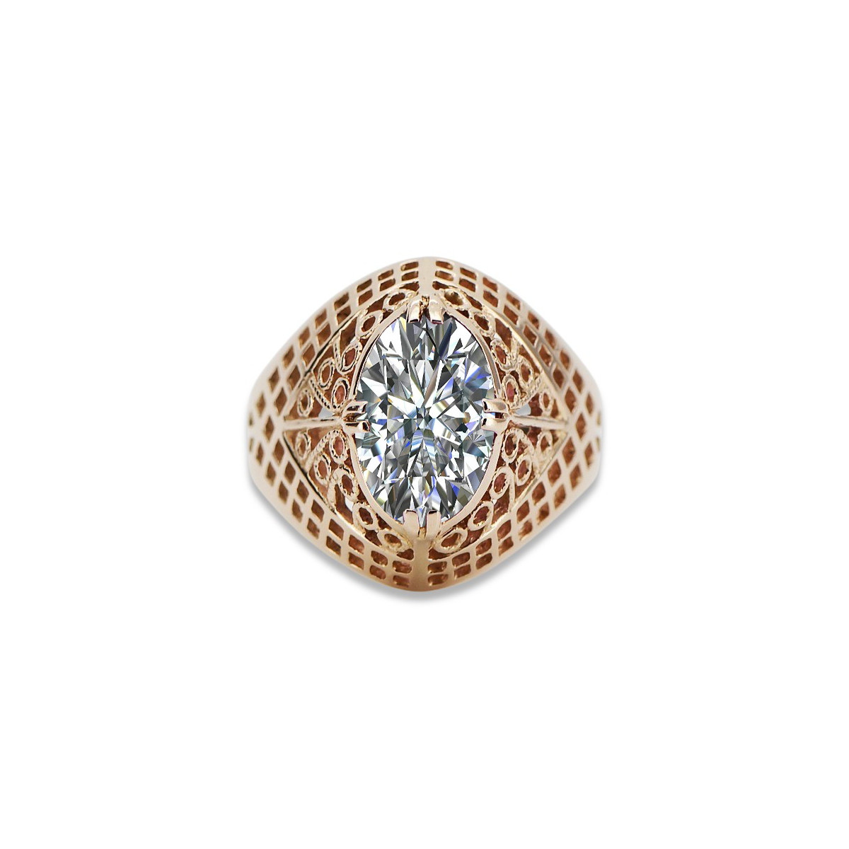 Russische sowjetische Rose 14 Karat 585 Gold Alexandrit Rubin Smaragd Saphir Zirkon Ring vrc030