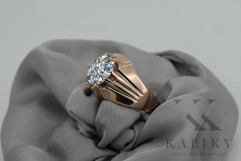 "Classic Zircon-Embellished 14k Rose Gold Ring: True Vintage" vrc016 vrc016