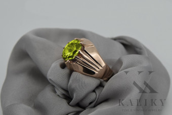 Anillo de Oro Rosa Antiguo con Peridoto Amarillo 14k vrc016