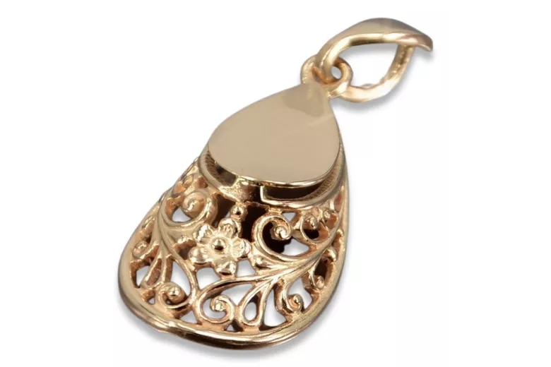 Pendentif fer à cheval vintage en or rose 14 carats 585 sans pierres vpn074 vpn074