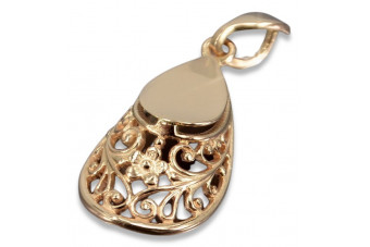 Pendentif vintage en argent sterling plaqué or rose, Pas de pierre vpn074rp