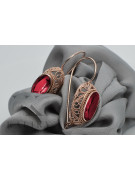 Boucles d'oreilles en argent sterling plaqué or rose, Rubis. vec023rp