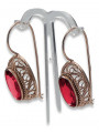 Boucles d'oreilles en argent sterling plaqué or rose, Rubis. vec023rp