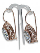 Boucles d'oreilles en argent vintage plaqué or rose, Zirco. vec023rp