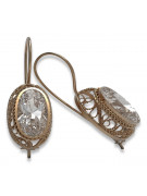 Boucles d'oreilles en argent vintage plaqué or rose, Zirco. vec023rp