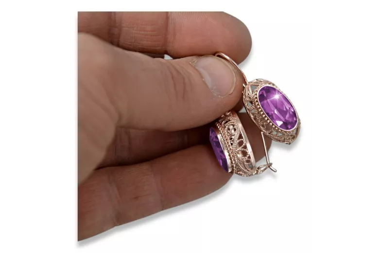 Antiker Sterling Silber rosévergoldeter Amethyst Anhänger vec023rp