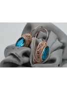 Boucles d'oreilles en argent plaqué or rose, Aigue-marine vintage. vec023rp