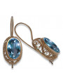 Boucles d'oreilles en argent plaqué or rose, Aigue-marine vintage. vec023rp