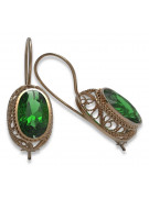 Vintage Sterling Silver Rose Gold Plated Emerald Earrings vec023rp