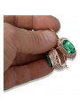 Vintage Sterling Silver Rose Gold Plated Emerald Earrings vec023rp