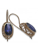 Sterling Silver Rose Gold Plated Sapphire Earrings vec023rp