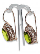 Pendientes de Plata Chapada en Oro Rosa, Peridoto Amarillo Vintage vec023rp