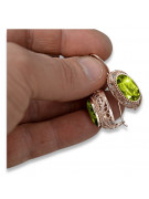 Pendientes de Plata Chapada en Oro Rosa, Peridoto Amarillo Vintage vec023rp