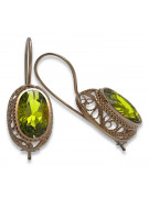 Pendientes de Plata Chapada en Oro Rosa, Peridoto Amarillo Vintage vec023rp