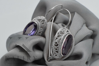 Boucles d'oreilles en argent sterling 925, Alexandrit vintage vec023s