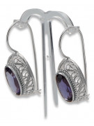 Boucles d'oreilles en argent sterling 925, Alexandrit vintage vec023s