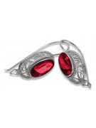 Boucles d'oreilles en argent sterling 925, Rubis vintage vec023s