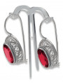 Boucles d'oreilles en argent sterling 925, Rubis vintage vec023s