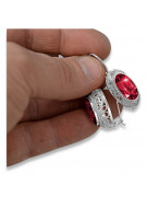 Sterling Silver 925 Ruby Cluster Earrings - Russian Vintage Style vec023s