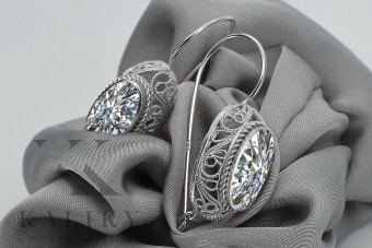 Boucles d'oreilles en argent sterling 925, Zirco vintage vec023s