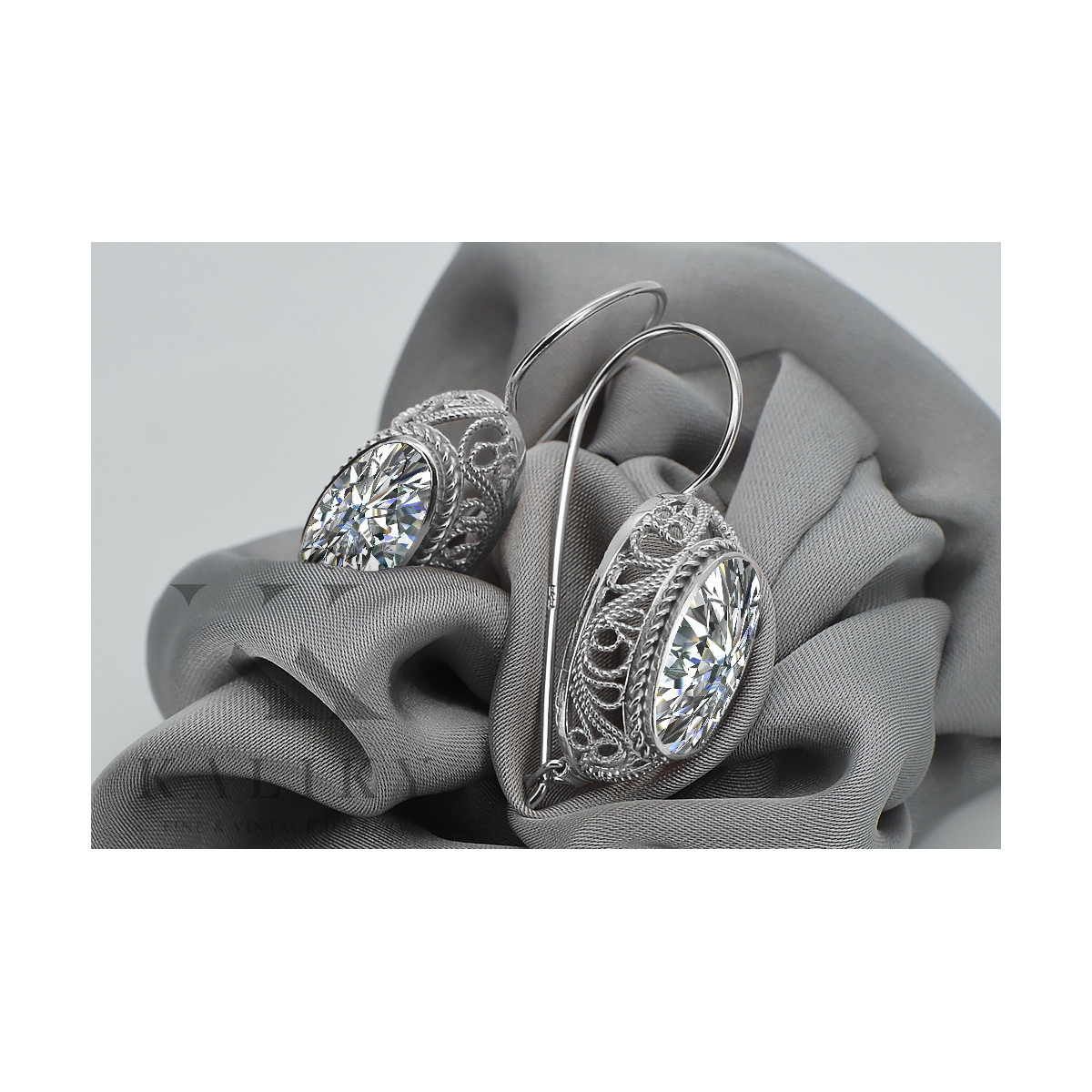 Boucles d'oreilles en argent sterling 925, Zirco vintage vec023s