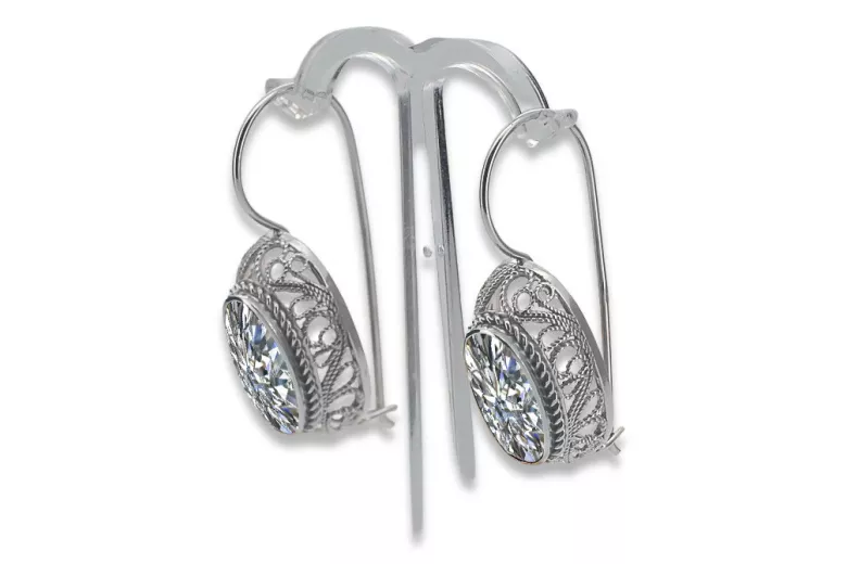 Boucles d'oreilles en argent sterling 925, Zirco vintage vec023s