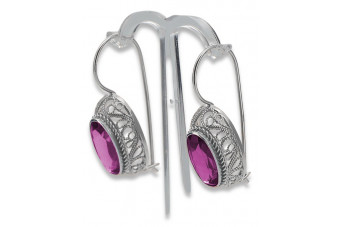 Срібло 925, Аметис Вінтажні Сережки (Vintage Silver 925, Amethyst Earrings) vec023s