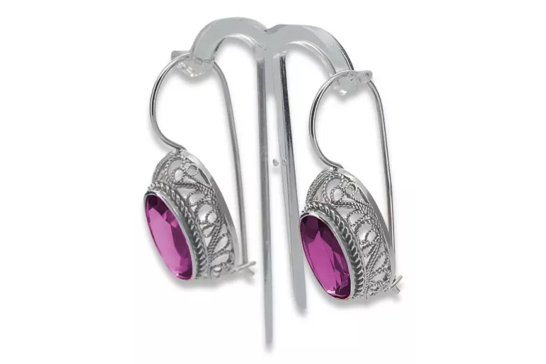 Срібло 925, Аметис Вінтажні Сережки (Vintage Silver 925, Amethyst Earrings) vec023s