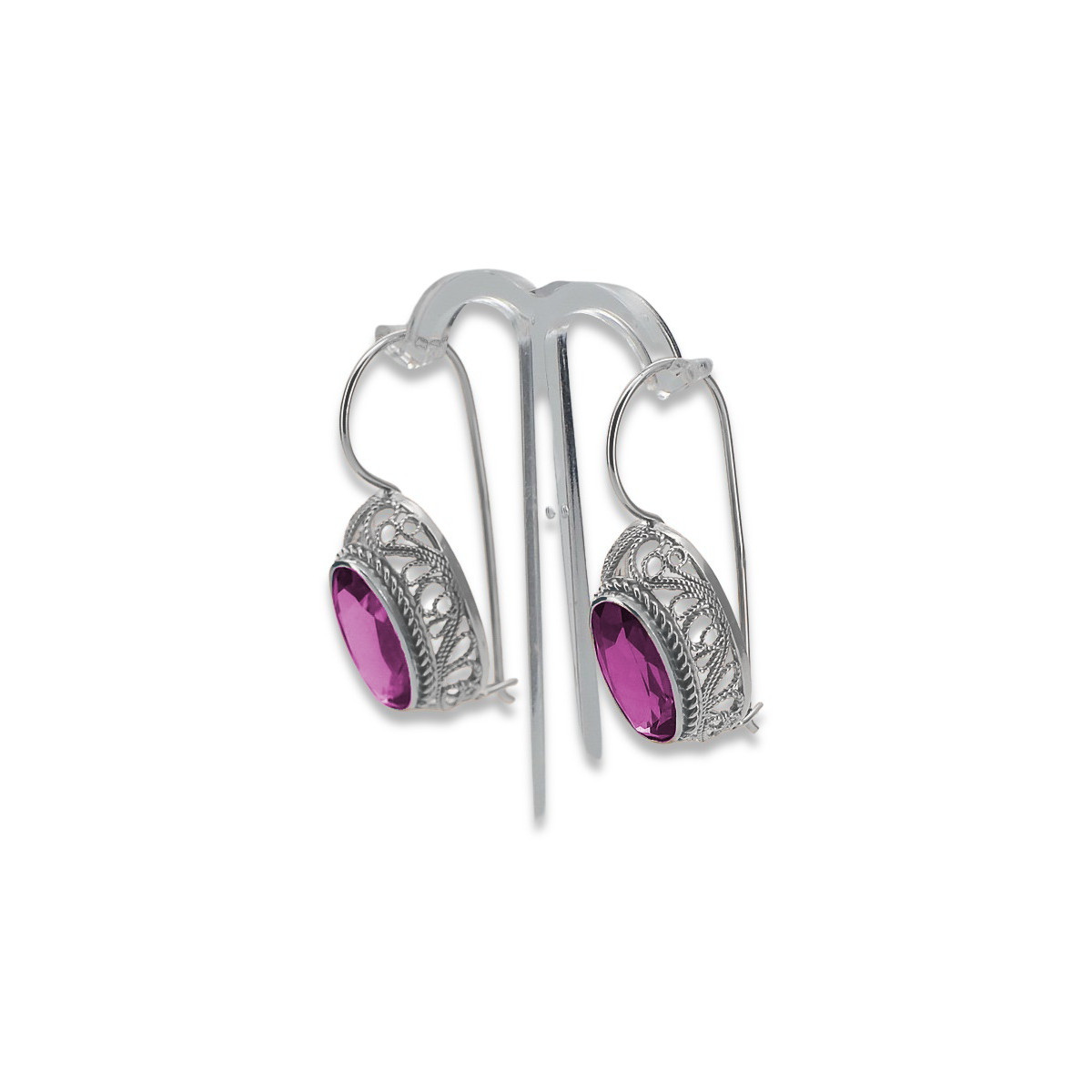 Boucles d'oreilles en argent sterling 925, Améthyste vintage vec023s