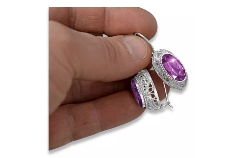 Срібло 925, Аметис Вінтажні Сережки (Vintage Silver 925, Amethyst Earrings) vec023s