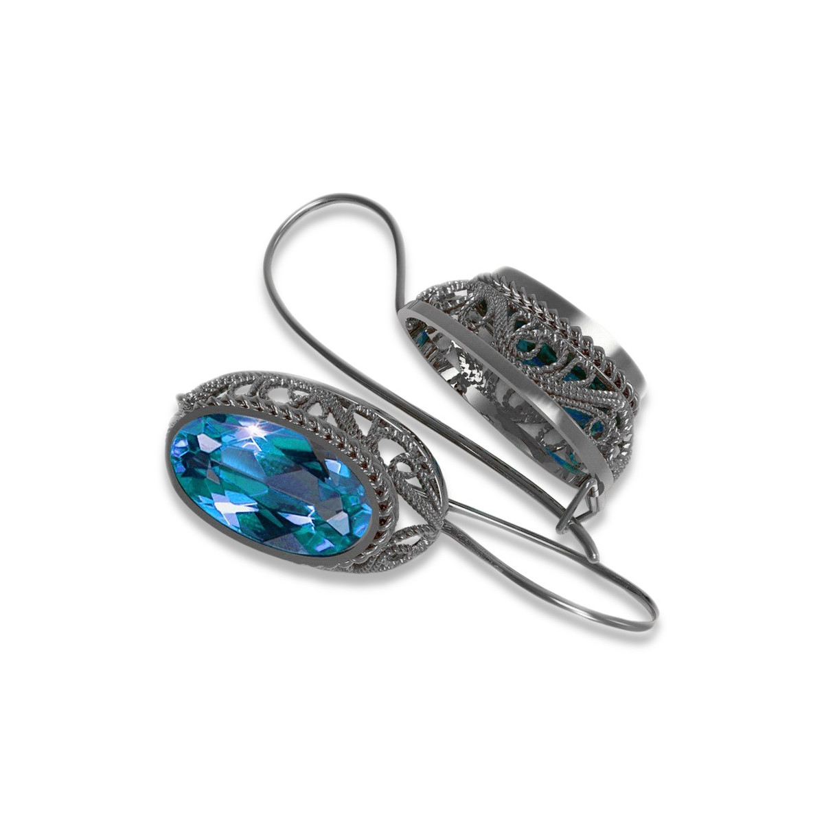 Boucles d'oreilles en argent sterling 925, Aigue-marine vintage. vec023s