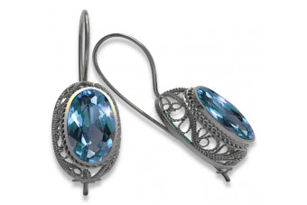Vintage Sterling Silver 925 Aquamarin Earrings vec023s