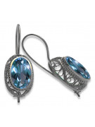 Boucles d'oreilles en argent sterling 925, Aigue-marine vintage. vec023s