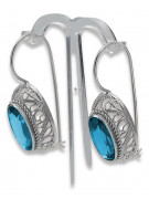 Boucles d'oreilles en argent sterling 925, Aigue-marine vintage. vec023s