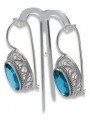 Boucles d'oreilles en argent sterling 925, Aigue-marine vintage. vec023s