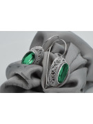 Boucles d'oreilles en argent sterling 925, Émeraude Vintage vec023s