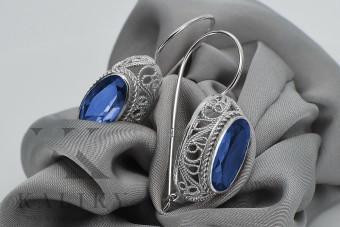 Boucles d'oreilles en argent sterling 925, Saphi vintage vec023s