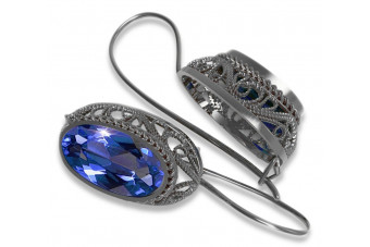 Sterling silver 925, Sapphire Vintage Earrings vec023s