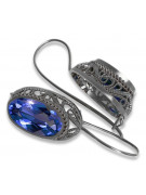 Sterling silver 925, Sapphire Vintage Earrings vec023s