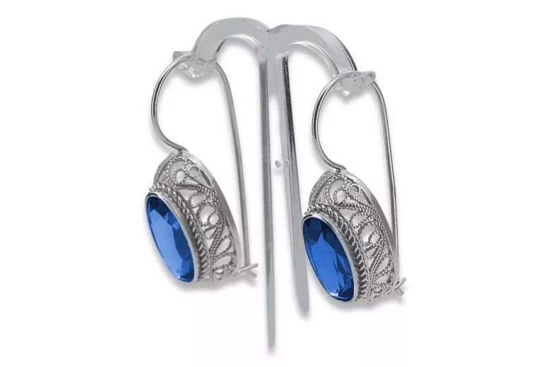 Boucles d'oreilles en argent sterling 925, Saphi vintage vec023s