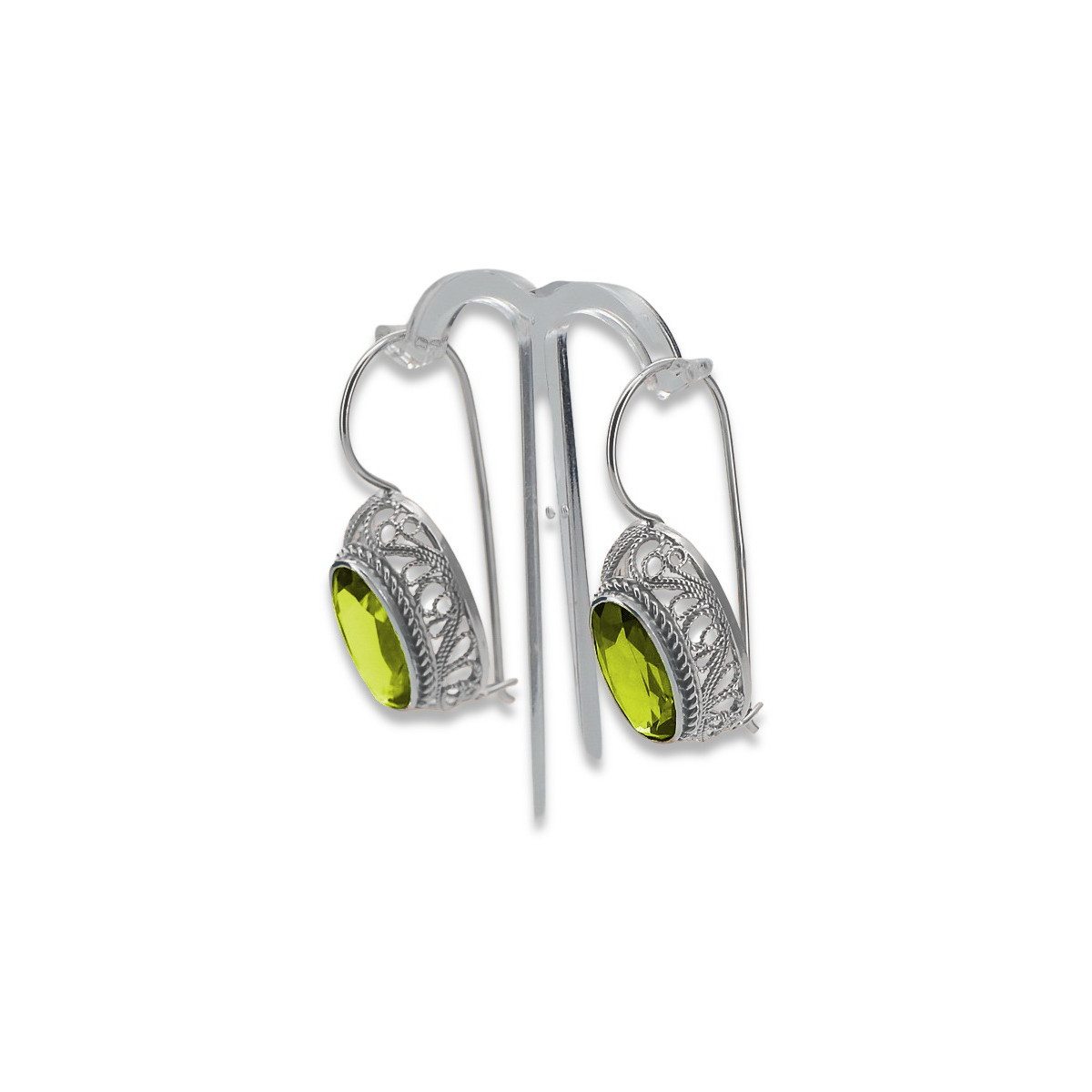 Boucles d'oreilles en argent sterling 925, Péridot jaune vintage vec023s