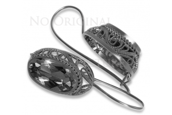 Vintage Sterling Silver 925 Setting Earrings with Russian Soviet Flair vec023s