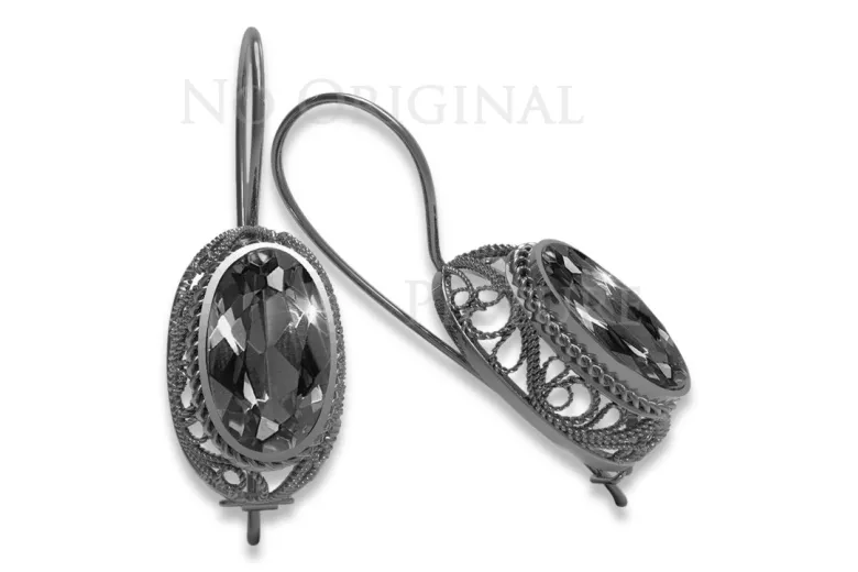 Aretes de Plata de Ley 925, Ajust. Vintage con Piedras Rusas vec023s