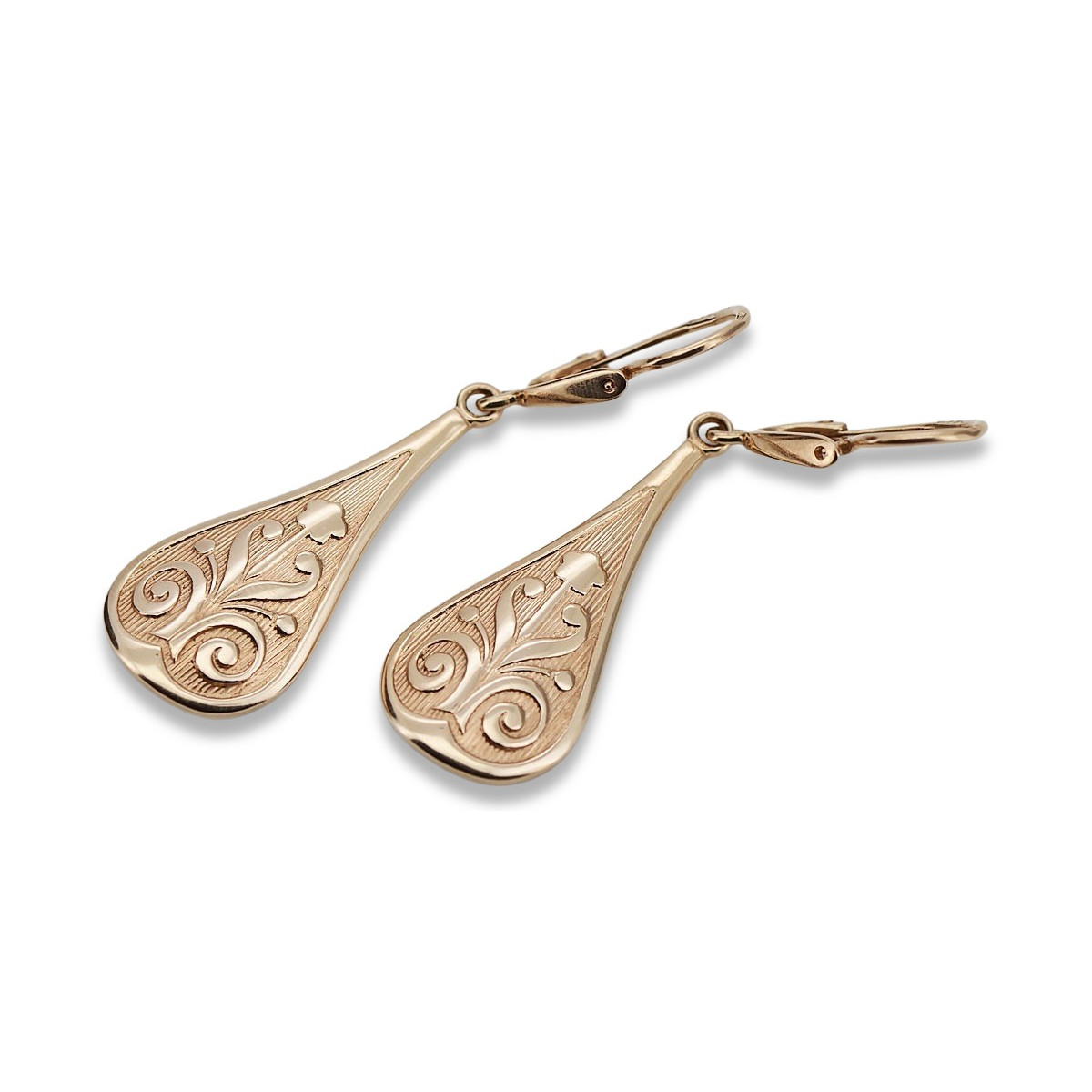 "Original Vintage 14K Rose Gold Leaf Earrings without Stones" ven147 ven147