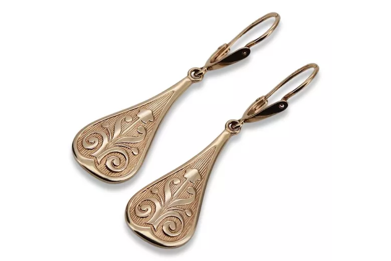 "Original Vintage 14K Rose Gold Leaf Earrings without Stones" ven147 ven147