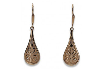 "Boucles d'oreilles feuilles vintage en or rose 14 carats 585 sans pierres" ven147 ven147