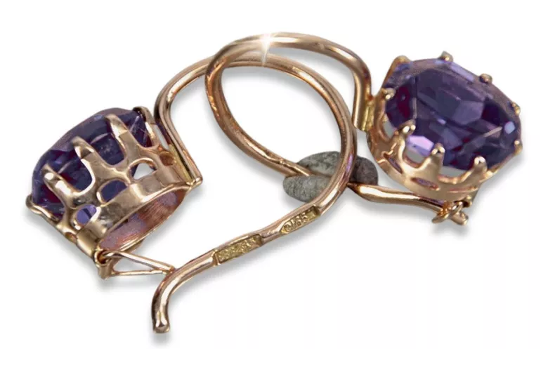 Boucles d'oreilles en argent sterling plaqué or rose, Alexandrite vec196rp